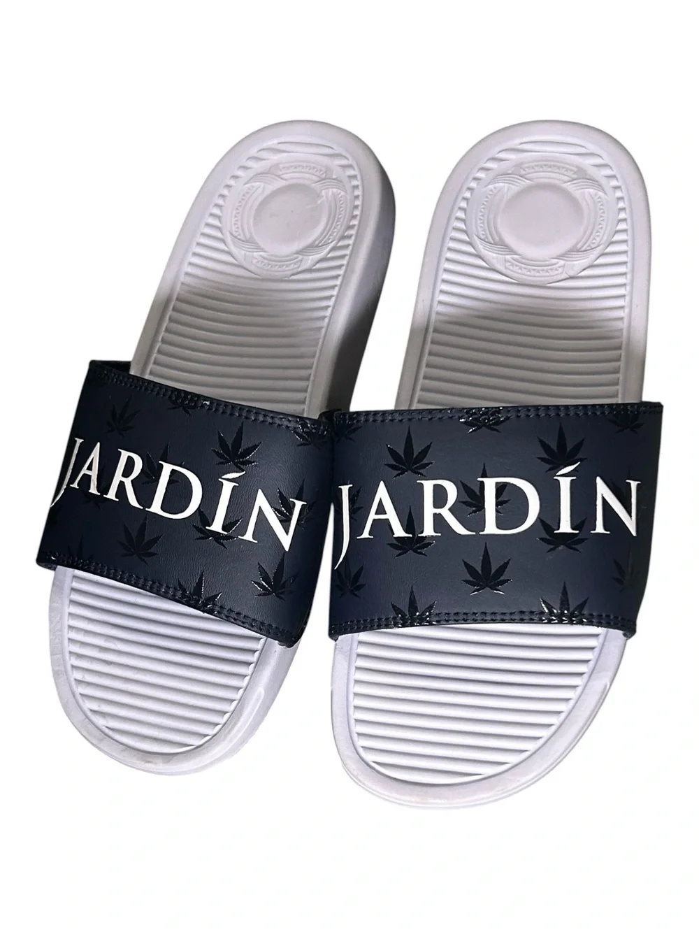 JARDÍN APPAREL Men’s Blue Leaf Slides Collaboration with SANDALBOYZ
